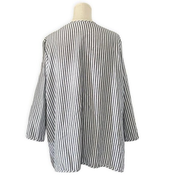 Christopher & Banks NWT Open Cardigan Womens Size 2X Long Sleeve Striped Peasant - Picture 2 of 9